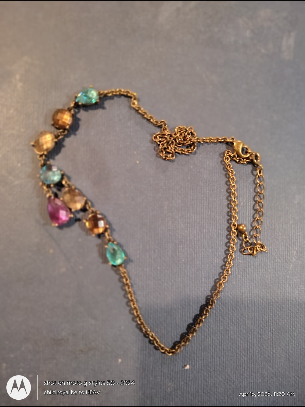 Gold-Tone Multicolor Teardrop Pendant Necklace - Women Jewelry